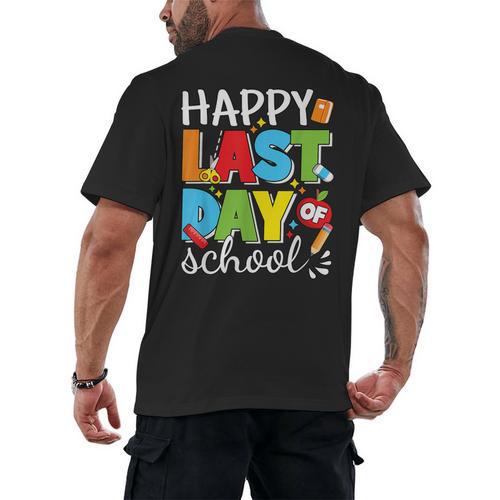 Happy Last Day Of School Teacher Student Graduation Men's Back Print T-Shirt - Best Gift Smart