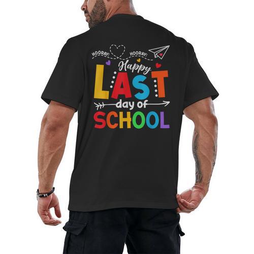 Happy Last Day Of School Teacher Women Student Graduation Men's Back Print T-Shirt - Best Gift Smart