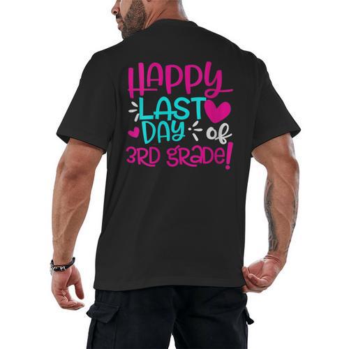 Happy Last Day Of Third 3rd Grade Teacher Student Graduation Men's Back Print T-Shirt - Best Gift Smart