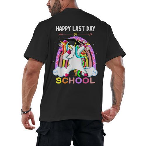 Happy Last Days Of School Graduation Class 2022 Unicorn Girl Men's Back Print T-Shirt - Best Gift Smart