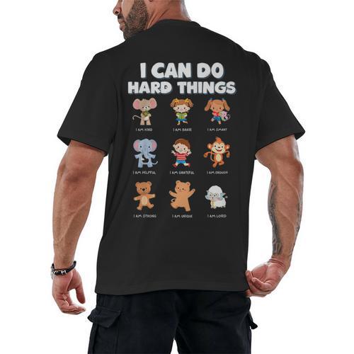 I Can Do Hard Things Children's Book Characters Men's Back Print T-Shirt - Bookorys DE