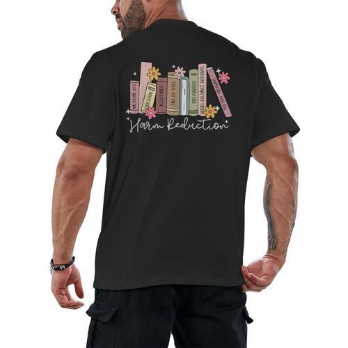Harm Reduction Floral Book Overdose Awareness Nurse Men's Back Print T-Shirt - Bookorys DE