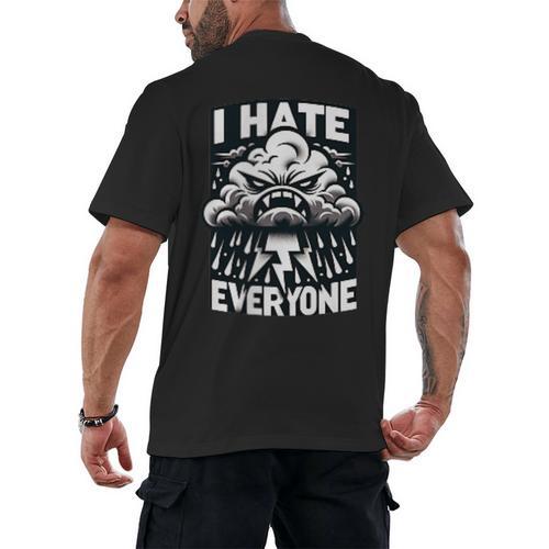 I Hate Everyone Introvert Anti-Social Dark Humor Men's Back Print T-Shirt - Raresse