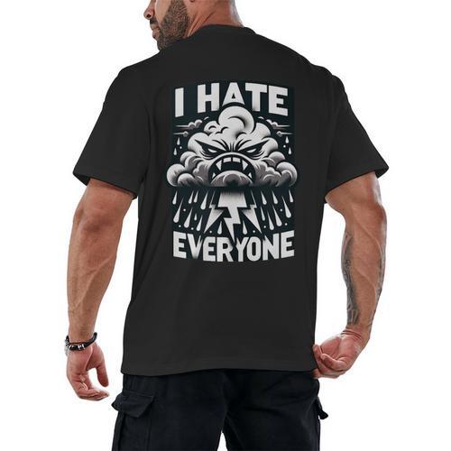 I Hate Everyone Introvert Anti-Social Dark Humor Men's Back Print T-Shirt - Raresse