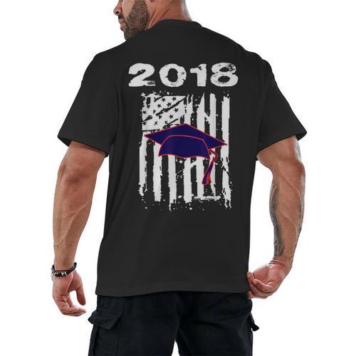 High School Graduation T Shirt Flag College Graduation Men's Back Print T-Shirt - Best Gift Smart