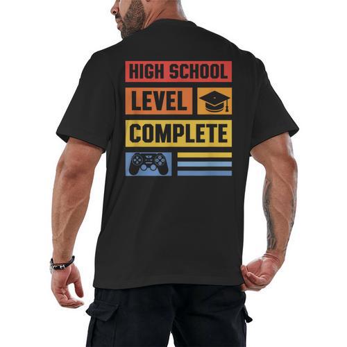 High School Level Complete Class Of 2024 Senior Graduation Men's Back Print T-Shirt - Best Gift Smart