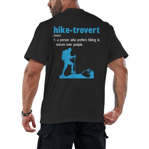 Hike-Trovert Hiking Humor Definition Introvert Men's Back Print T-Shirt - Raresse