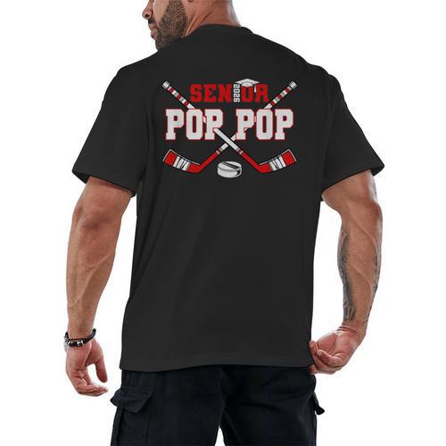 Hockey Senior Pop Pop Graduation Class Of 2026 Kids Men's Back Print T-Shirt - Best Gift Smart