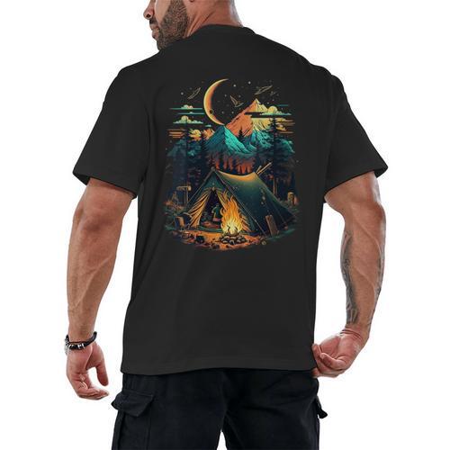 Id Rather Be Camping Great Outdoors Love Glamping Introvert Men's Back Print T-Shirt - Raresse