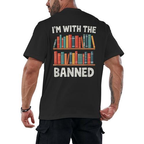 I'm With The Banned Librarian Banned Book Lover Reader Men's Back Print T-Shirt - Bookorys DE
