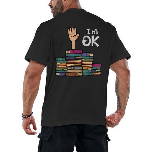 I'm Ok Read Book Reading Librarian Teacher Men Women Men's Back Print T-Shirt - Bookorys CA