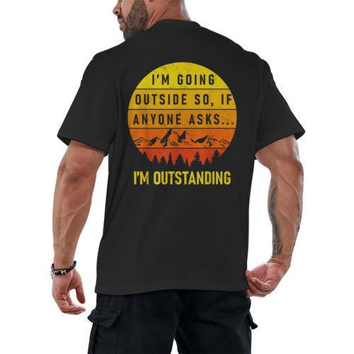I'm Outstanding Retro Introvert Mountain Trip Lover Men's Back Print T-Shirt - Raresse