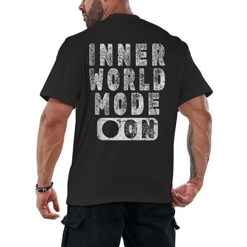 Inner World Mode On Introvert Saying Men's Back Print T-Shirt - Raresse