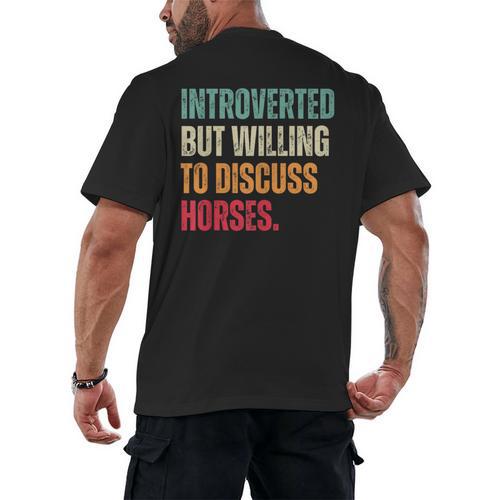 Introvert Cute Horse Lover Horse Riding Equestrian Men's Back Print T-Shirt - Raresse