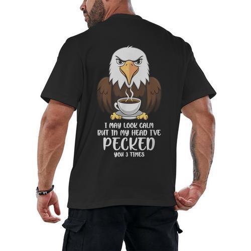 Introvert Eagle And Coffee Lovers Men's Back Print T-Shirt - Raresse