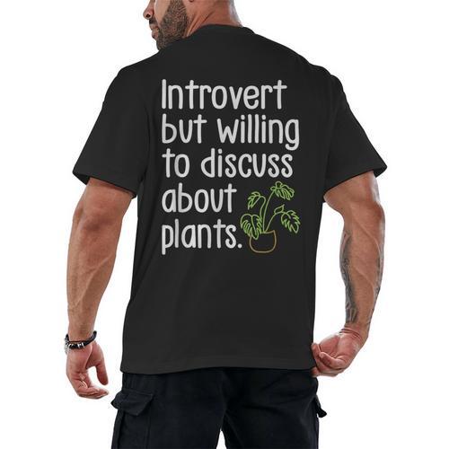 Introvert Humorous Plant Lover Gardening Men's Back Print T-Shirt - Raresse