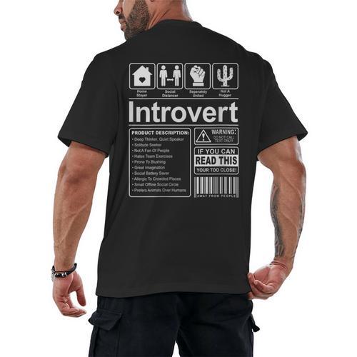 Introvert Label Antisocial Loner Socially Awkward Men's Back Print T-Shirt - Raresse