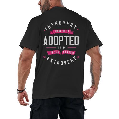 Introvert Looking To Be Adopted Introvert Humor Men's Back Print T-Shirt - Raresse