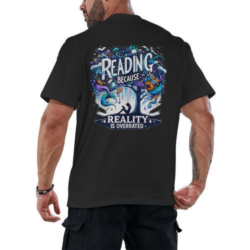 Introvert Reader Bibliofile Bookworm Loves Books Men's Back Print T-Shirt - Raresse