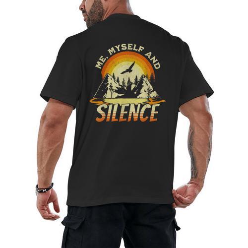 Introvert Relaxation Me Myself And Silence Mountain Vacation Men's Back Print T-Shirt - Raresse