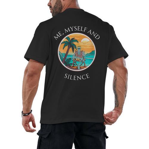 Introvert Relaxation Me Myself And Silence Summer Vacation Men's Back Print T-Shirt - Raresse