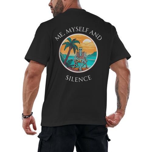 Introvert Relaxation Me Myself And Silence Summer Vacation Men's Back Print T-Shirt - Raresse