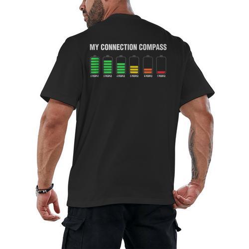 Introvert Tired Battery Men's Back Print T-Shirt - Raresse