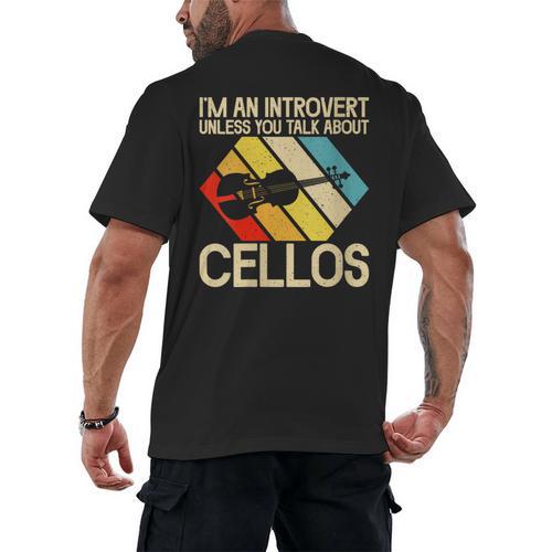 Im An Introvert Unless You Talk About Cellos Men's Back Print T-Shirt - Raresse