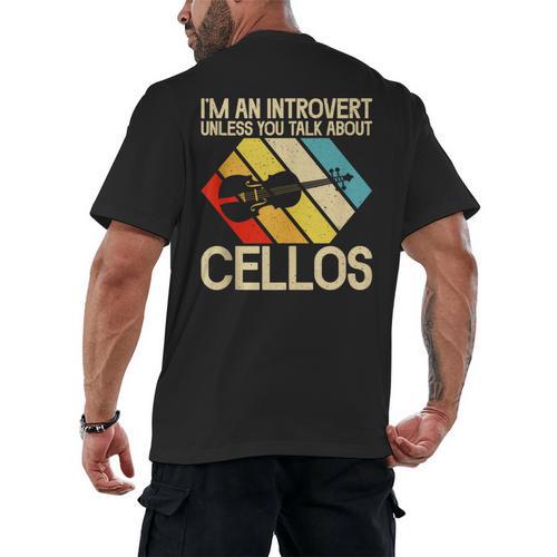 Im An Introvert Unless You Talk About Cellos Men's Back Print T-Shirt - Raresse