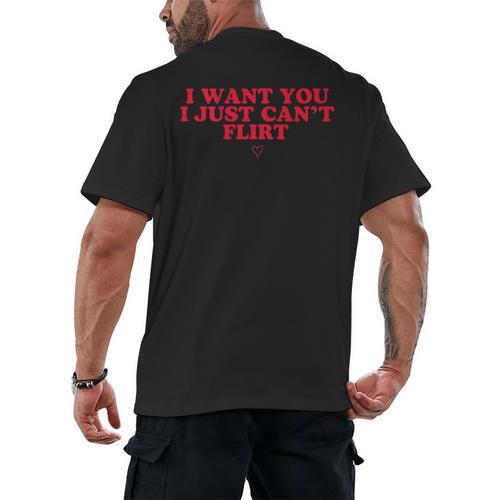 Introvert Valentines Day I Want You I Just Can't Flirt Men's Back Print T-Shirt - Raresse