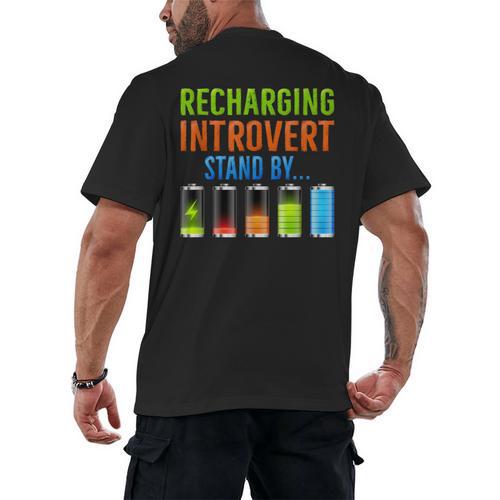 Introverted Recharging Introvert Saying Sarcasm Men's Back Print T-Shirt - Raresse