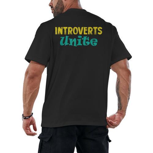 Introverts Unite I Introvert Men's Back Print T-Shirt - Raresse