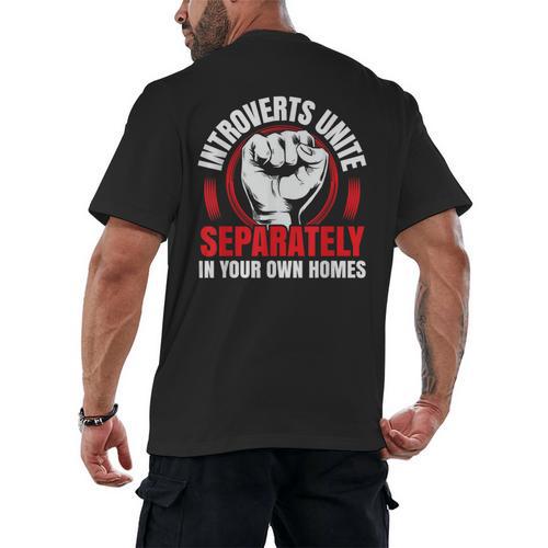 Introverts Unite Separately In Your Own Homes Saying Men's Back Print T-Shirt - Raresse