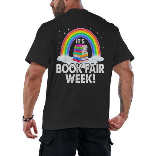 It's Book Fair Week Librarian Library Literacy Reading Men's Back Print T-Shirt - Bookorys UK