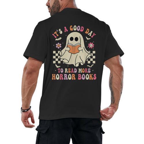 It's A Good Day To Read More Horror Books Halloween Men's Back Print T-Shirt - Bookorys DE