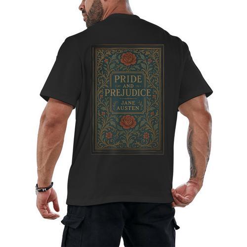 Jane Austen Pride And Prejudice Cover Mr Darcy Book Lovers Men's Back Print T-Shirt - Bookorys DE