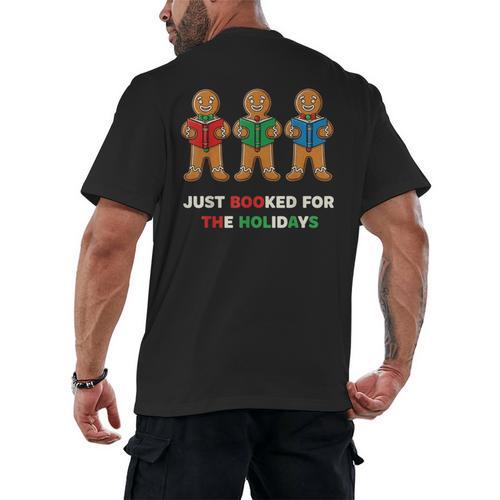 Just Booked For The Holidays Gingerbread Men's Back Print T-Shirt - Bookorys DE