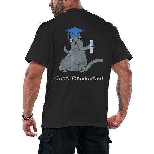 Just Graduated Cat With Graduation Cap And Diploma For Men Women Girls Kids Men's Back Print T-Shirt - Best Gift Smart