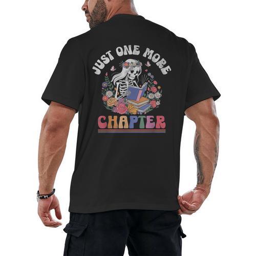 Just One More Chapter Skeleton Reading Book Bookworm Reader Men's Back Print T-Shirt - Bookorys