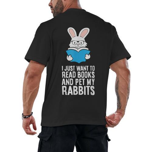 I Just Want To Read Books And Pet My Rabbit Men's Back Print T-Shirt - Bookorys