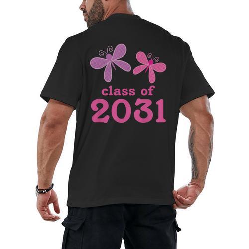Kids Class Of 2031 Kindergarten Girls Graduation T-Shirt Men's Back Print T-Shirt - Best Gift Smart