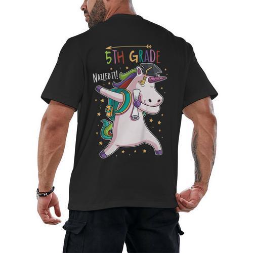 Kids Dabbing Unicorn Graduation 5th Grade Class Of 2019 Men's Back Print T-Shirt - Best Gift Smart