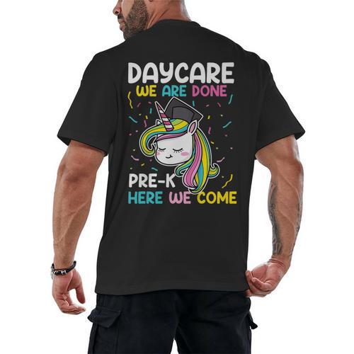 Kids Daycare Graduation Unicorn Last Day Of School Kids Men's Back Print T-Shirt - Best Gift Smart