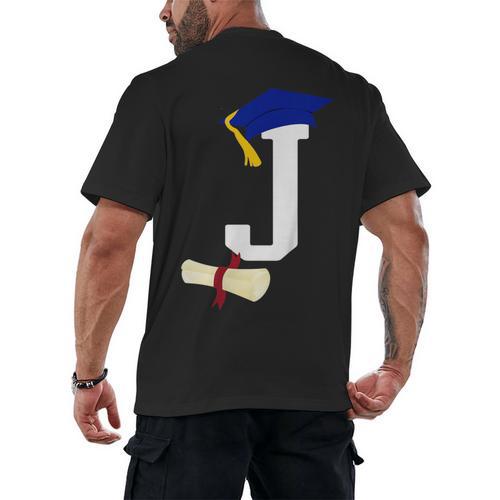 Kids Initial J Letter For Boys Preschool Graduation Kindergarten Men's Back Print T-Shirt - Best Gift Smart