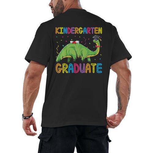 Kids Kindergarten Graduate Dinosaur Kindergarten Graduation Men's Back Print T-Shirt - Best Gift Smart