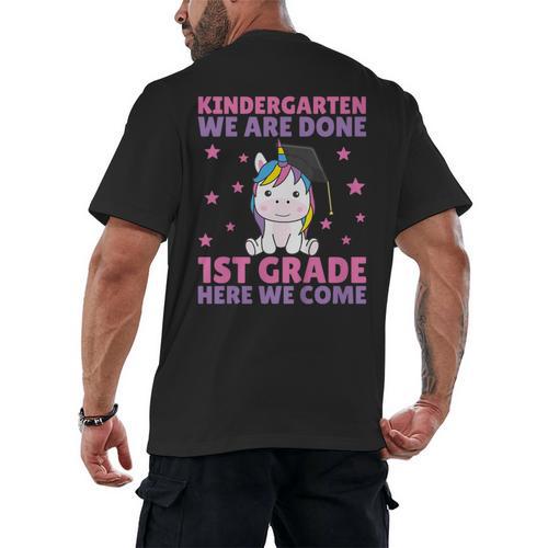 Kids Kindergarten Graduate Unicorn Graduation Men's Back Print T-Shirt - Best Gift Smart