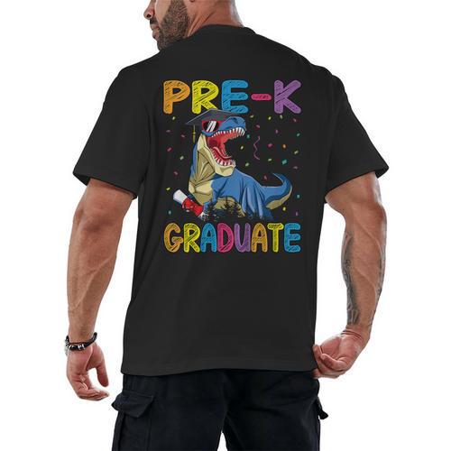 Kids Pre-K Graduate Dinosaur T-Rex Pre Kindergarten Graduation Men's Back Print T-Shirt - Best Gift Smart