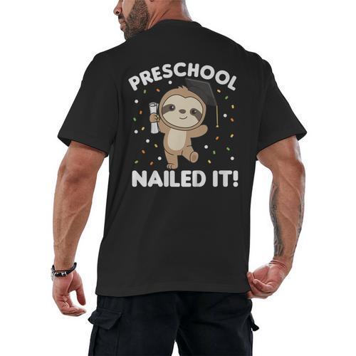 Kids Kids Preschool Nailed It Sloth Graduation Men's Back Print T-Shirt - Best Gift Smart