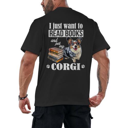 Kids Read Books & Pet My Blue Merle Corgi Lover Men's Back Print T-Shirt - Bookorys DE