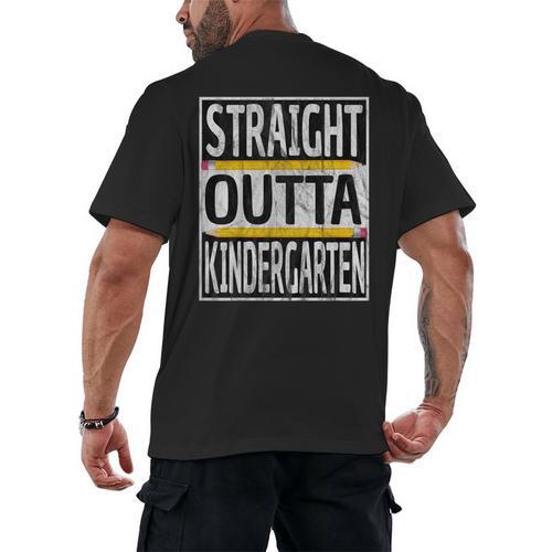 Kids Straight Outta Kindergarten Graduation Men's Back Print T-Shirt - Best Gift Smart